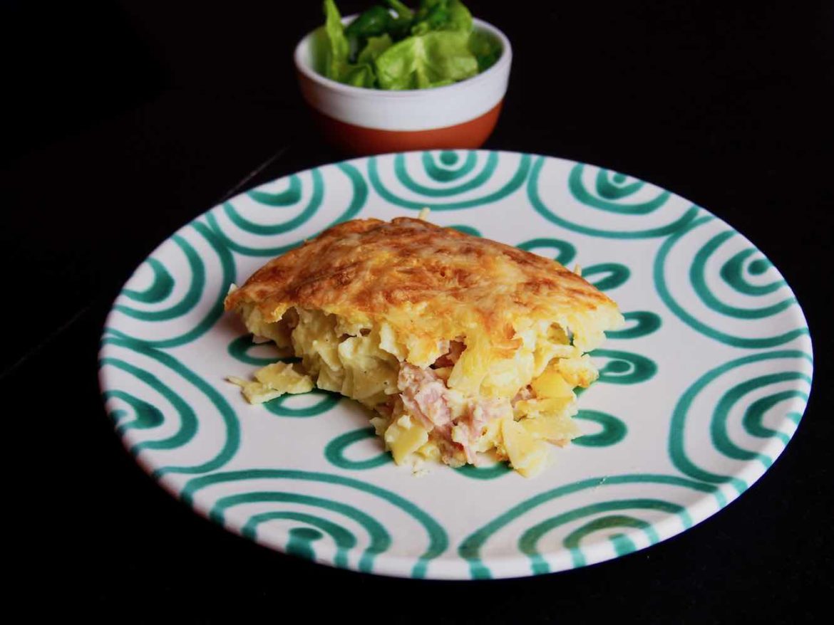 Überbackene Schinkenfleckerl - Nudel und Strudel